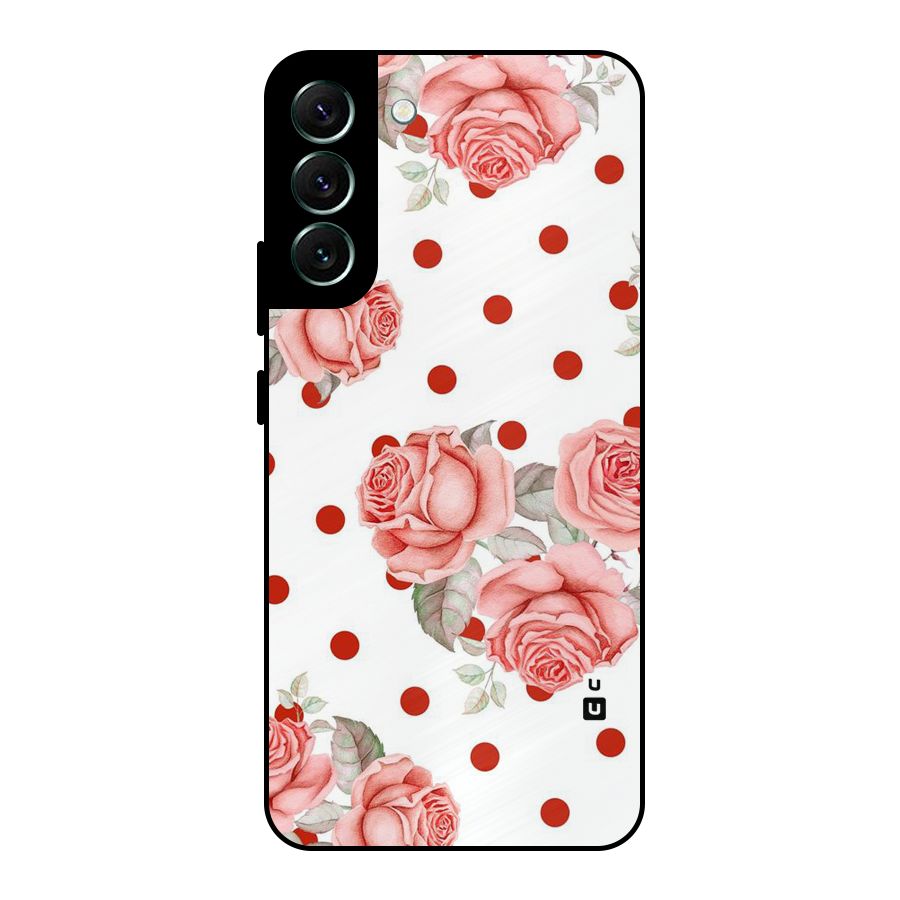 Red Peach Shade Flowers Metal Back Case for Galaxy S22 Plus 5G