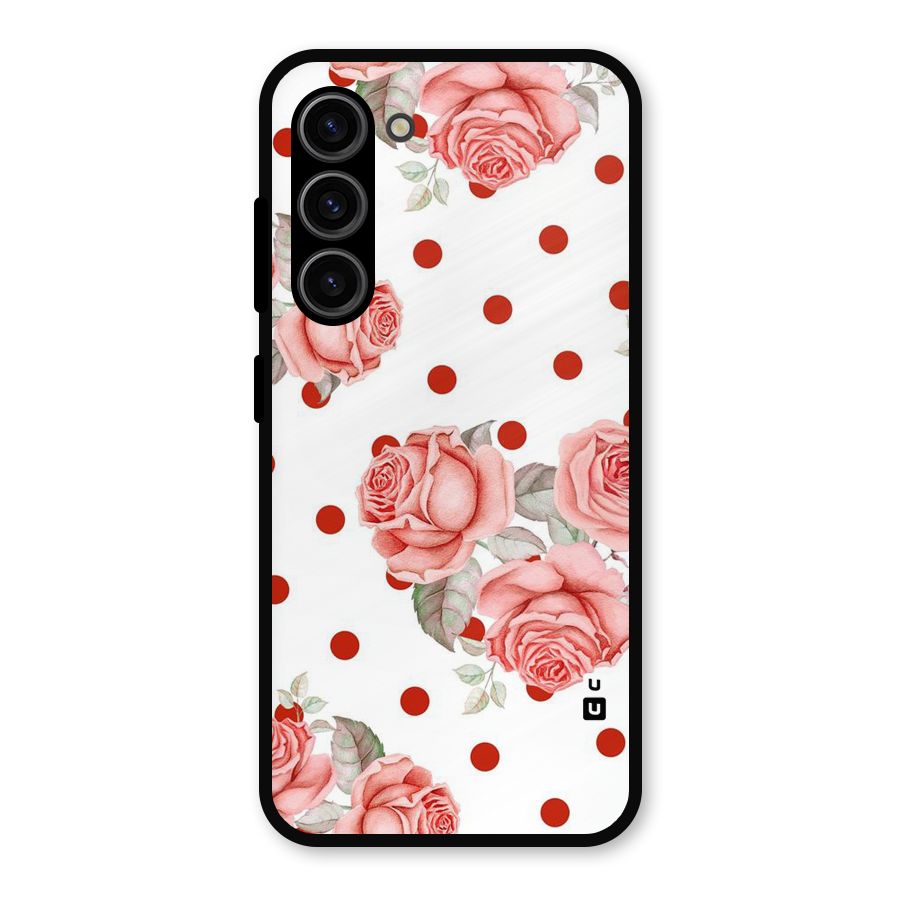 Red Peach Shade Flowers Metal Back Case for Galaxy S23