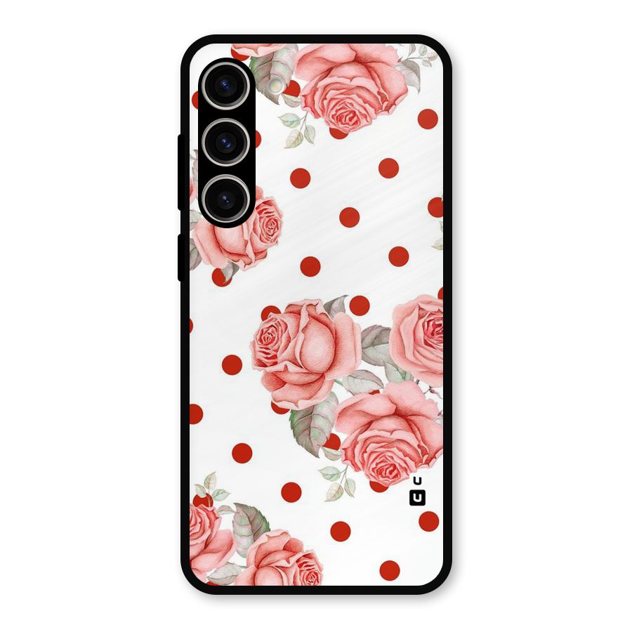 Red Peach Shade Flowers Metal Back Case for Galaxy S23 Plus