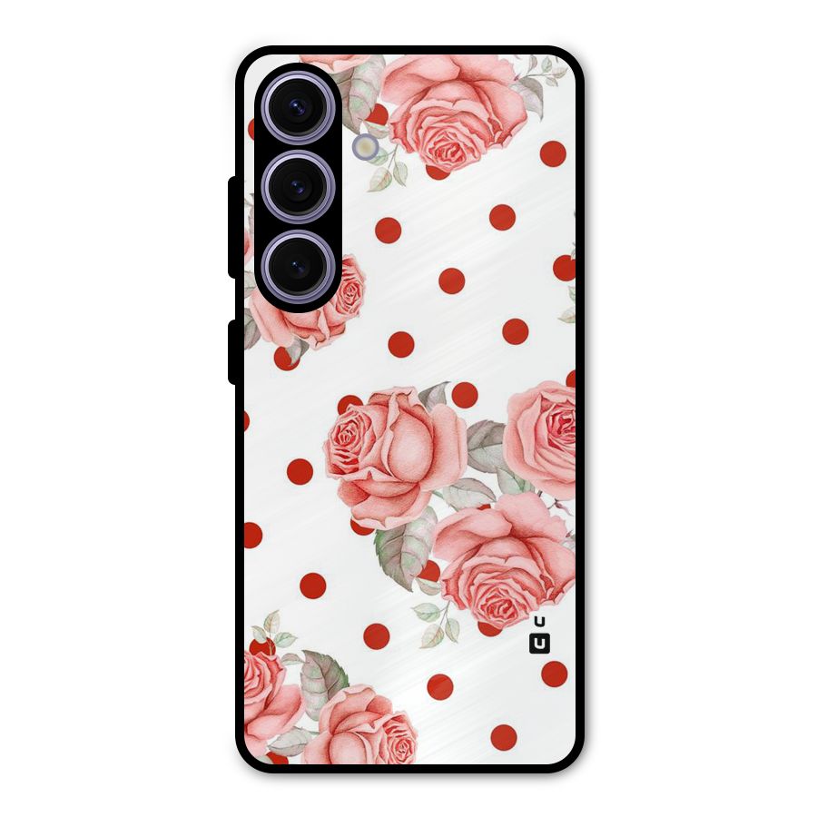 Red Peach Shade Flowers Metal Back Case for Galaxy S24