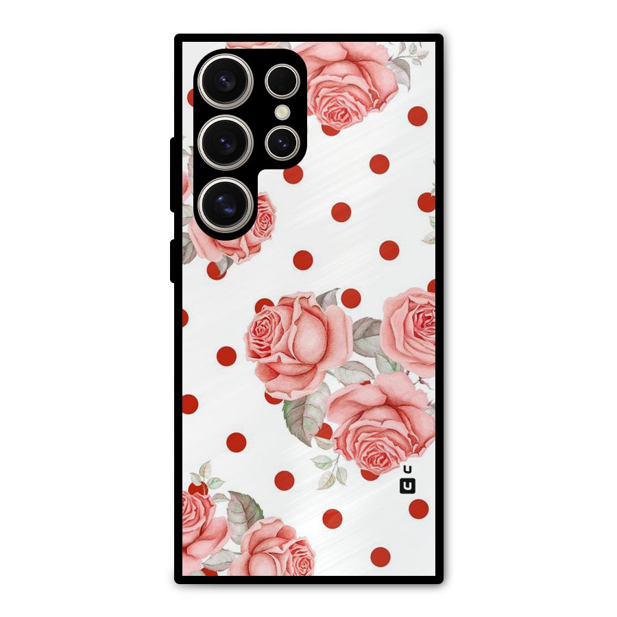 Red Peach Shade Flowers Metal Back Case for Galaxy S24 Ultra