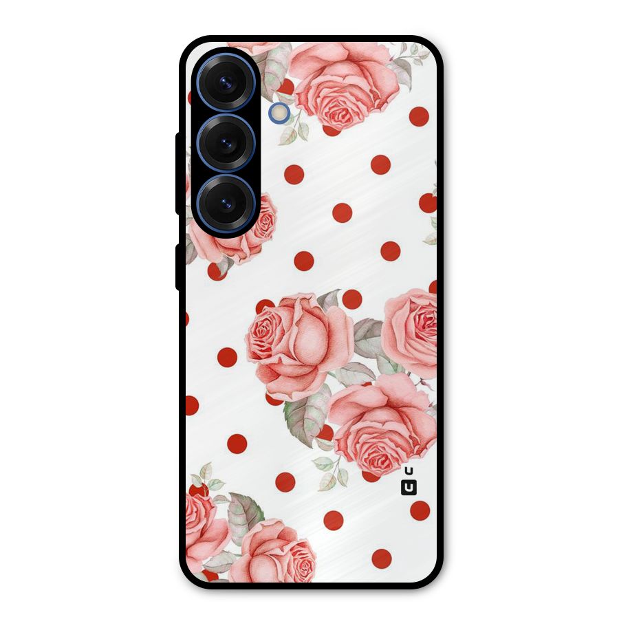 Red Peach Shade Flowers Metal Back Case for Galaxy S25