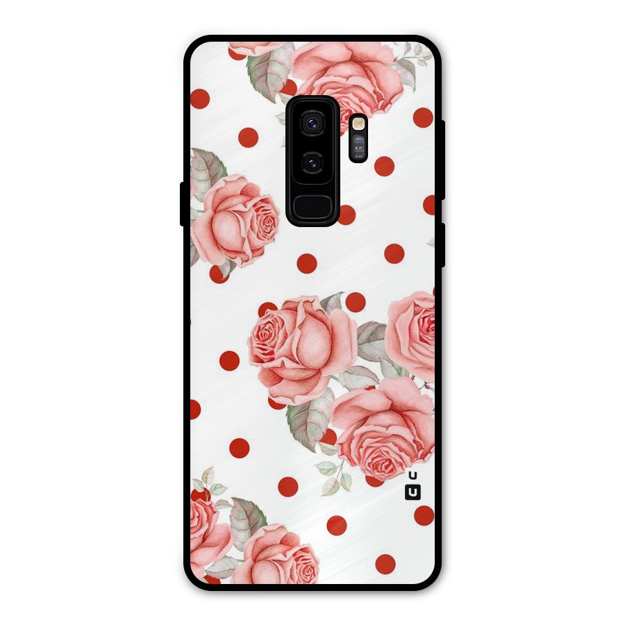 Red Peach Shade Flowers Metal Back Case for Galaxy S9 Plus