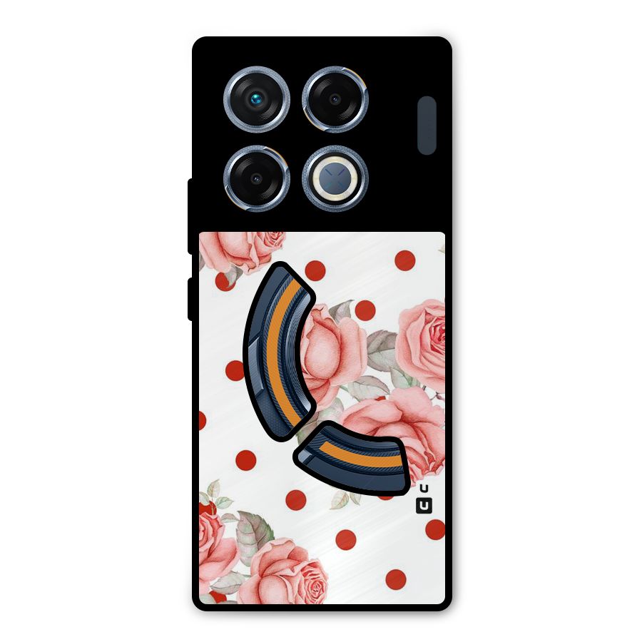 Red Peach Shade Flowers Metal Back Case for Infinix GT 20 Pro