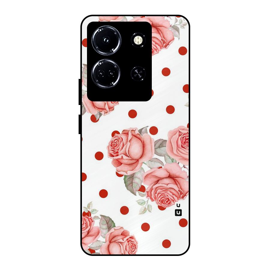 Red Peach Shade Flowers Metal Back Case for Infinix Note 30 5G