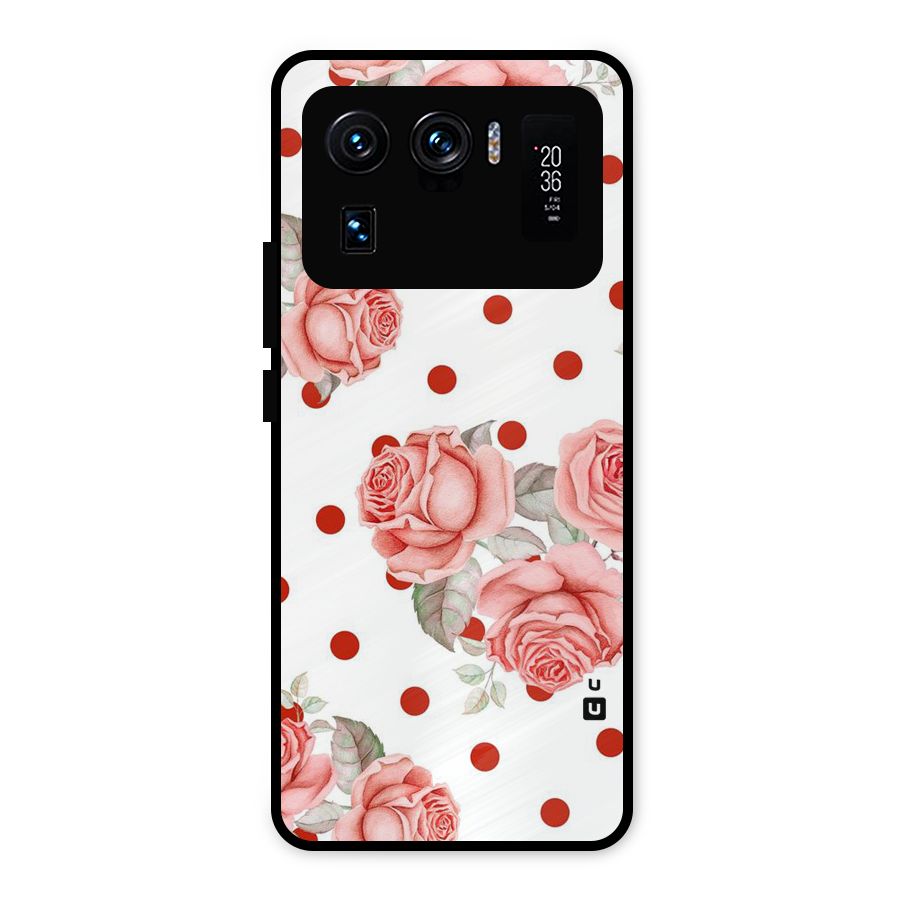 Red Peach Shade Flowers Metal Back Case for Mi 11 Ultra