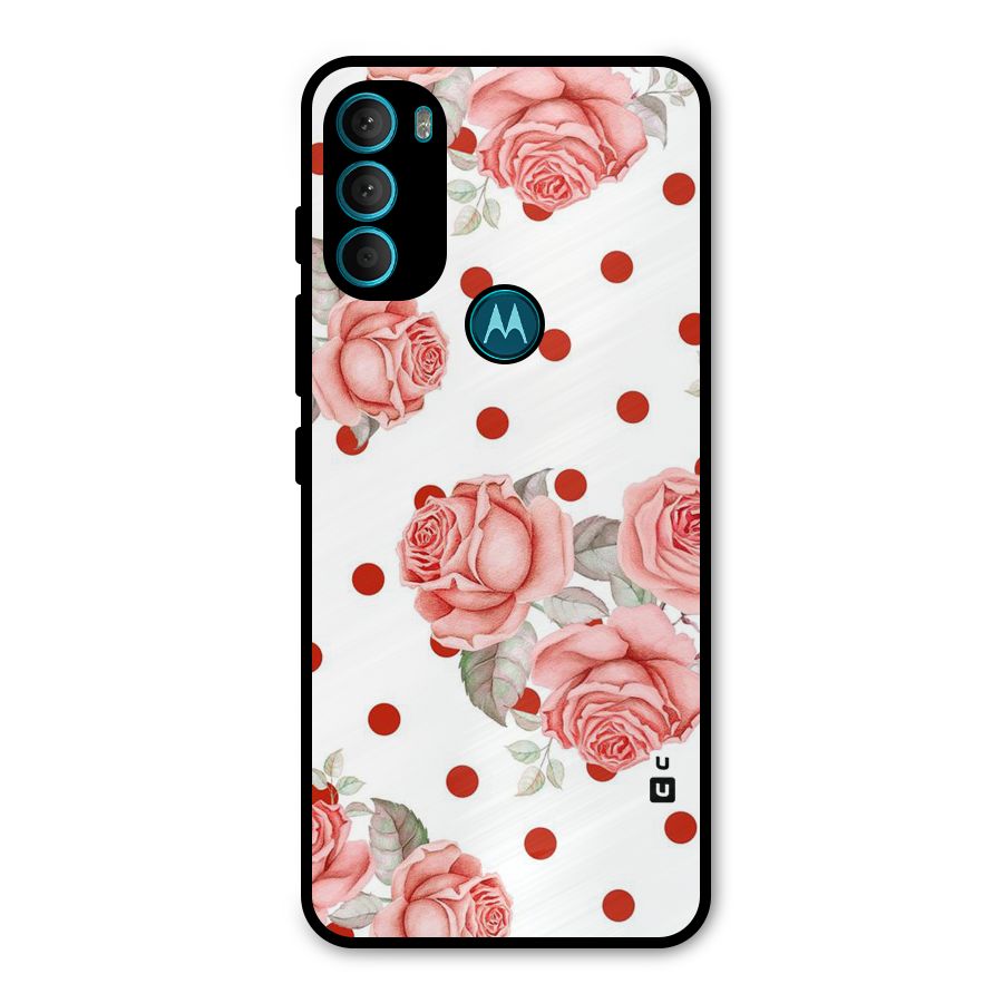 Red Peach Shade Flowers Metal Back Case for Moto G71 5G