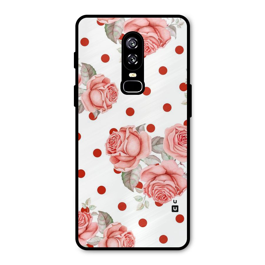 Red Peach Shade Flowers Metal Back Case for OnePlus 6