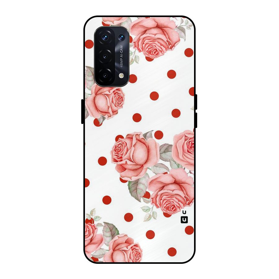 Red Peach Shade Flowers Metal Back Case for Oppo A74 5G