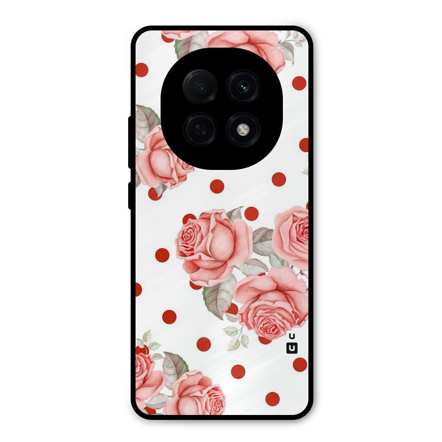 Red Peach Shade Flowers Metal Back Case for Oppo F29 Pro