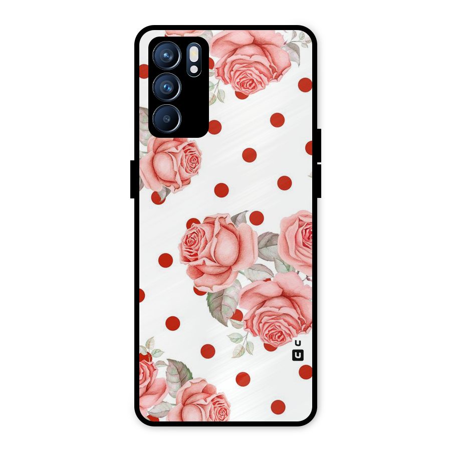 Red Peach Shade Flowers Metal Back Case for Oppo Reno6 5G