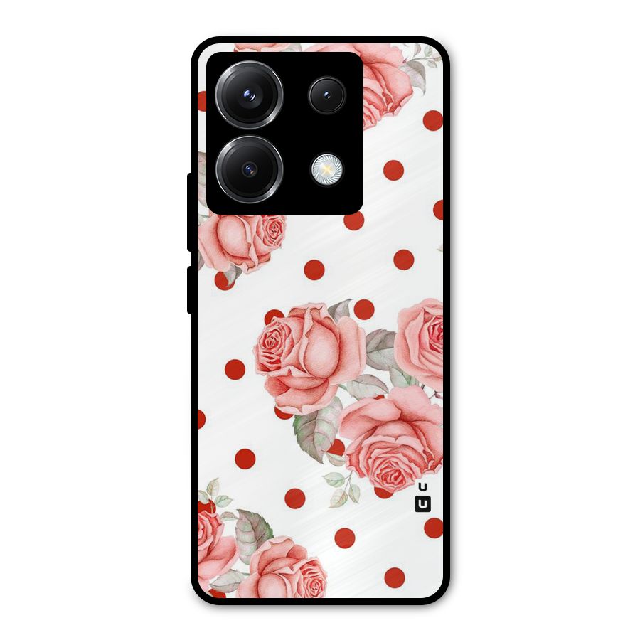 Red Peach Shade Flowers Metal Back Case for Poco X6