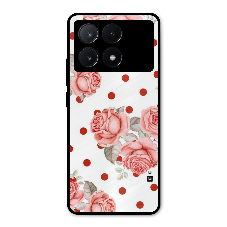 Red Peach Shade Flowers Metal Back Case for Poco X6 Pro