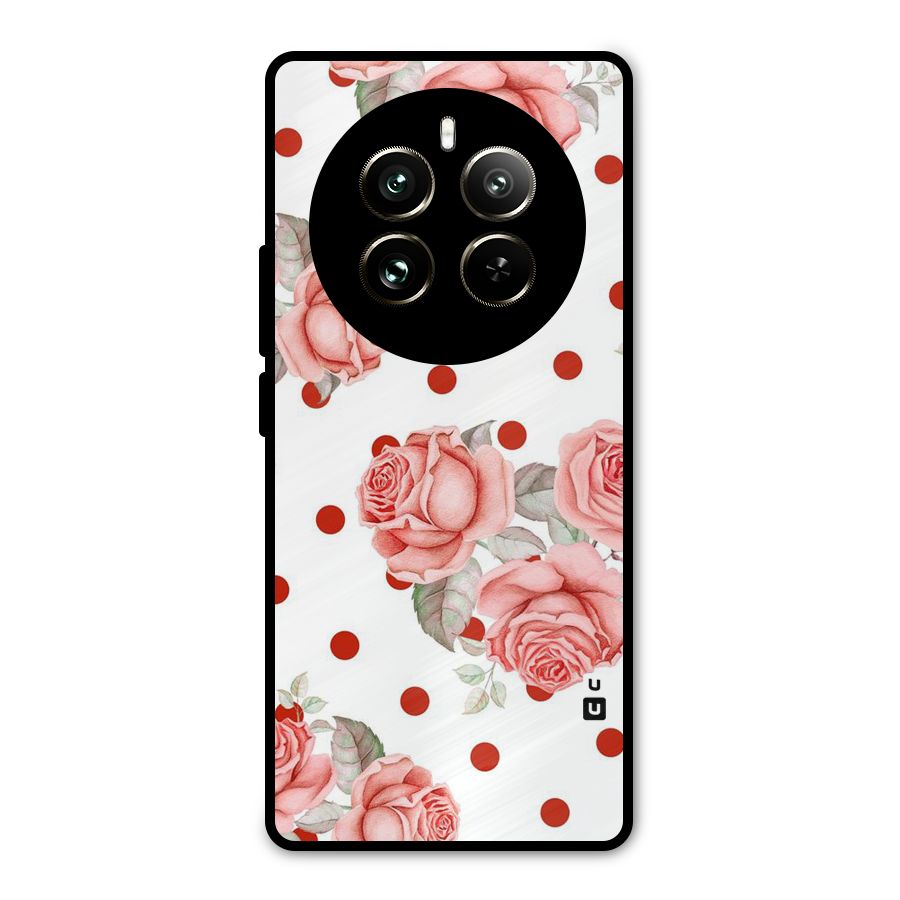 Red Peach Shade Flowers Metal Back Case for Realme 12 Pro