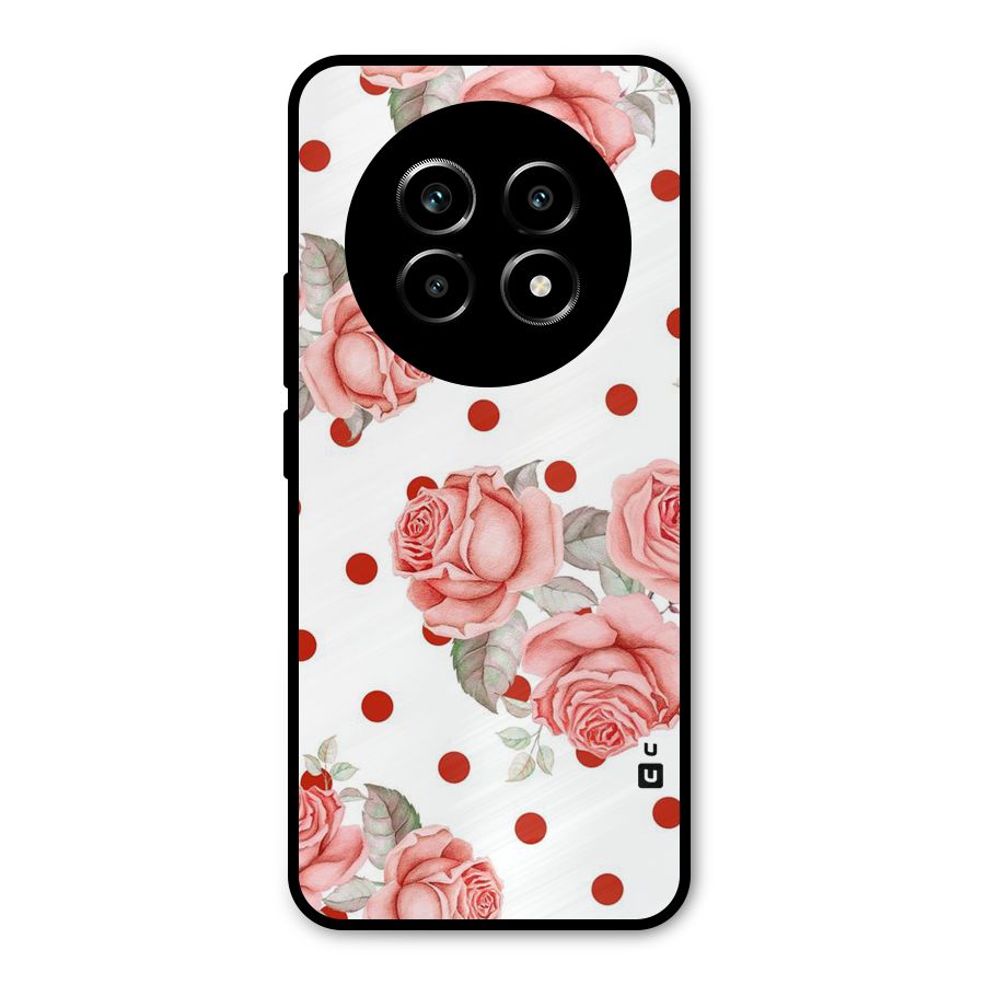 Red Peach Shade Flowers Metal Back Case for Realme 13 Pro