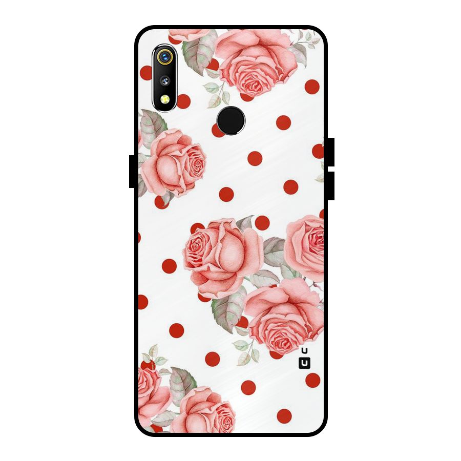Red Peach Shade Flowers Metal Back Case for Realme 3i