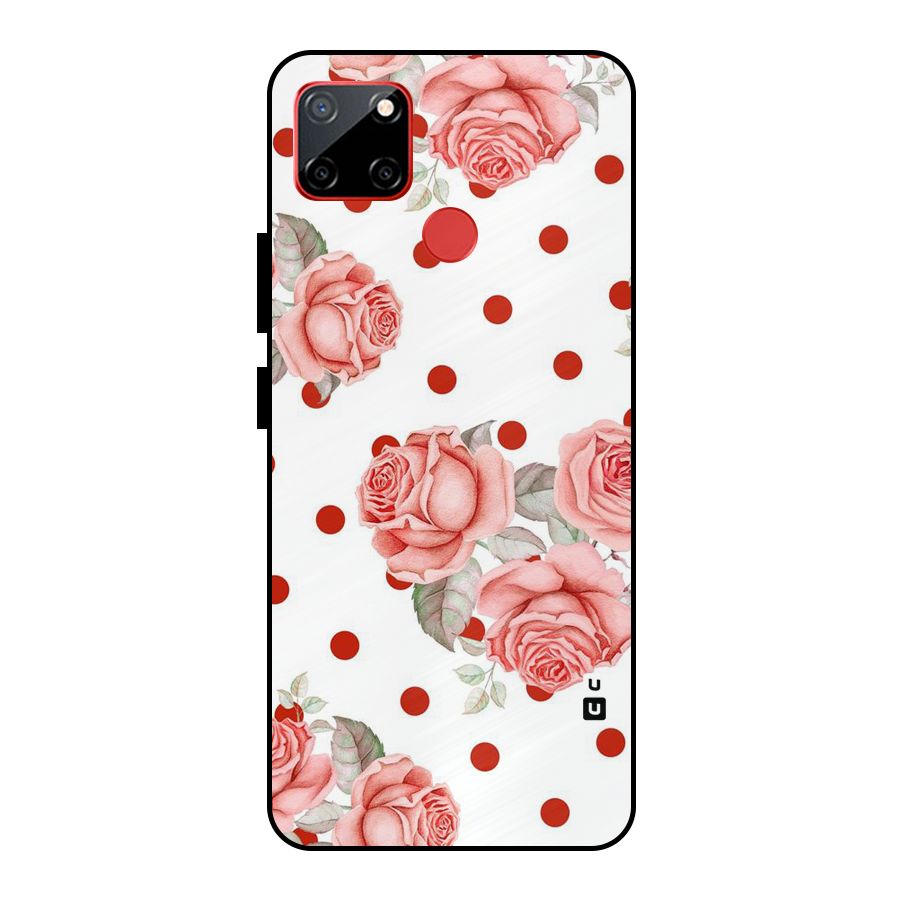 Red Peach Shade Flowers Metal Back Case for Realme C12