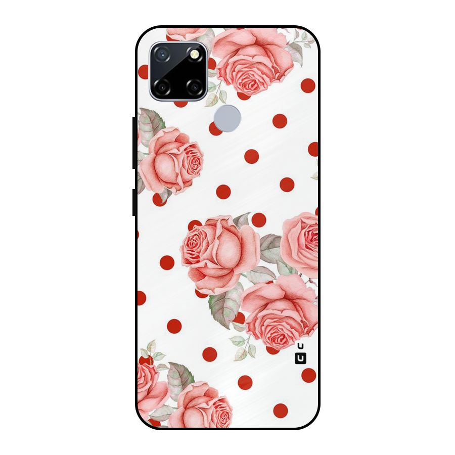 Red Peach Shade Flowers Metal Back Case for Realme Narzo 30A