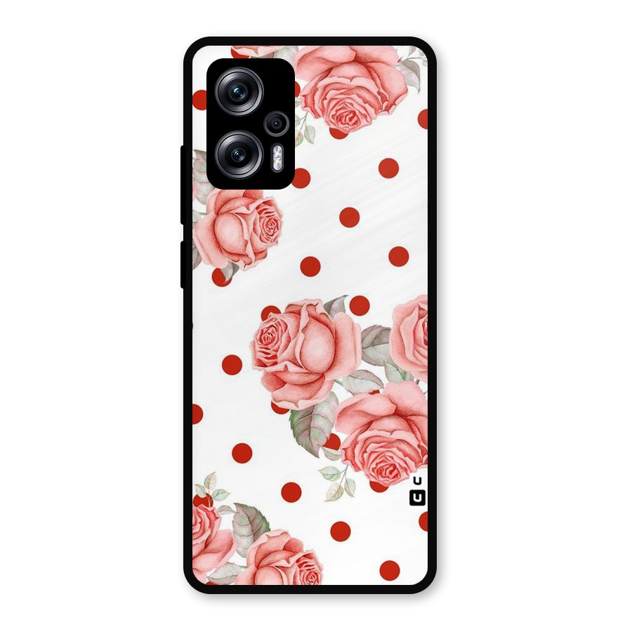Red Peach Shade Flowers Metal Back Case for Redmi K50i