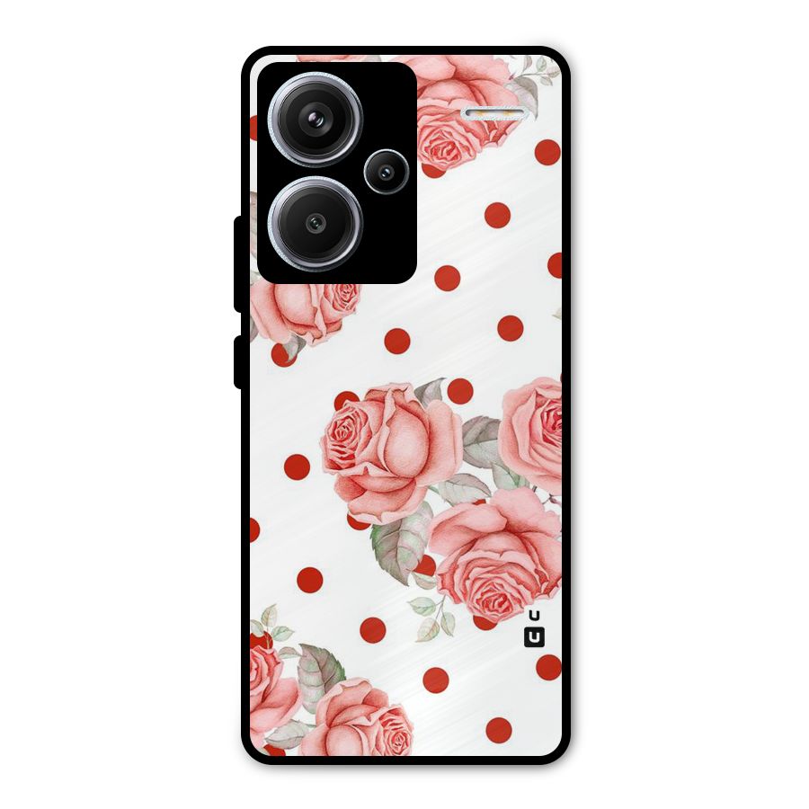 Red Peach Shade Flowers Metal Back Case for Redmi Note 13 Pro Plus