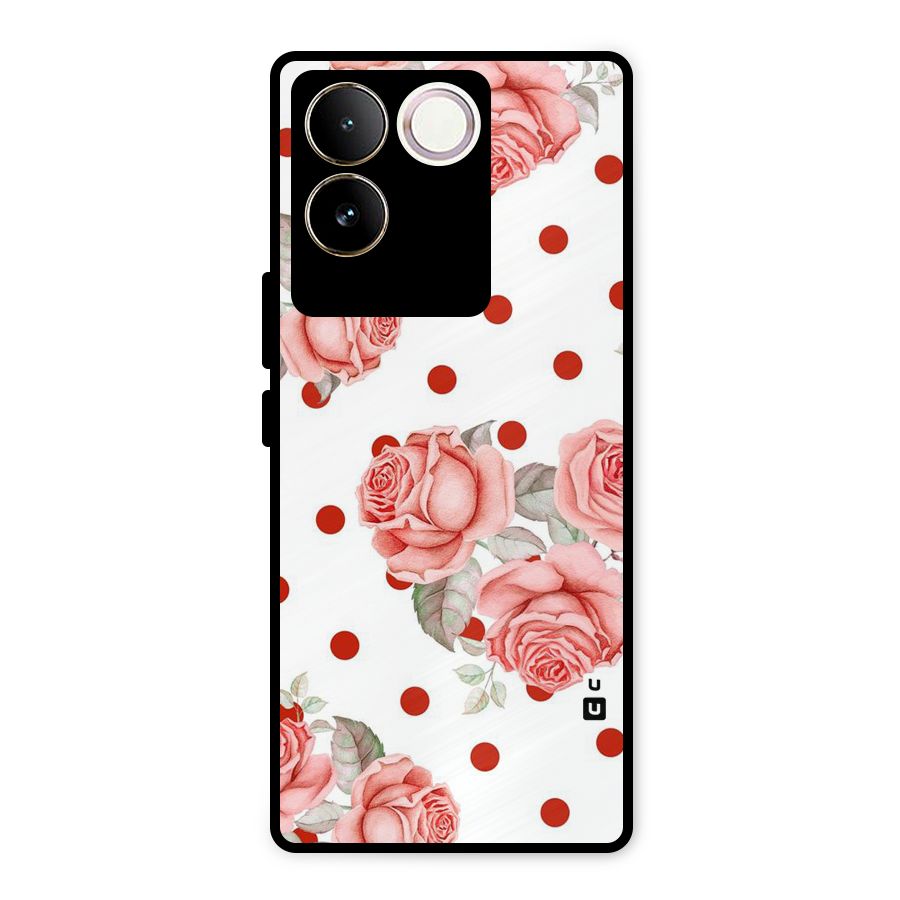 Red Peach Shade Flowers Metal Back Case for Vivo T2 Pro
