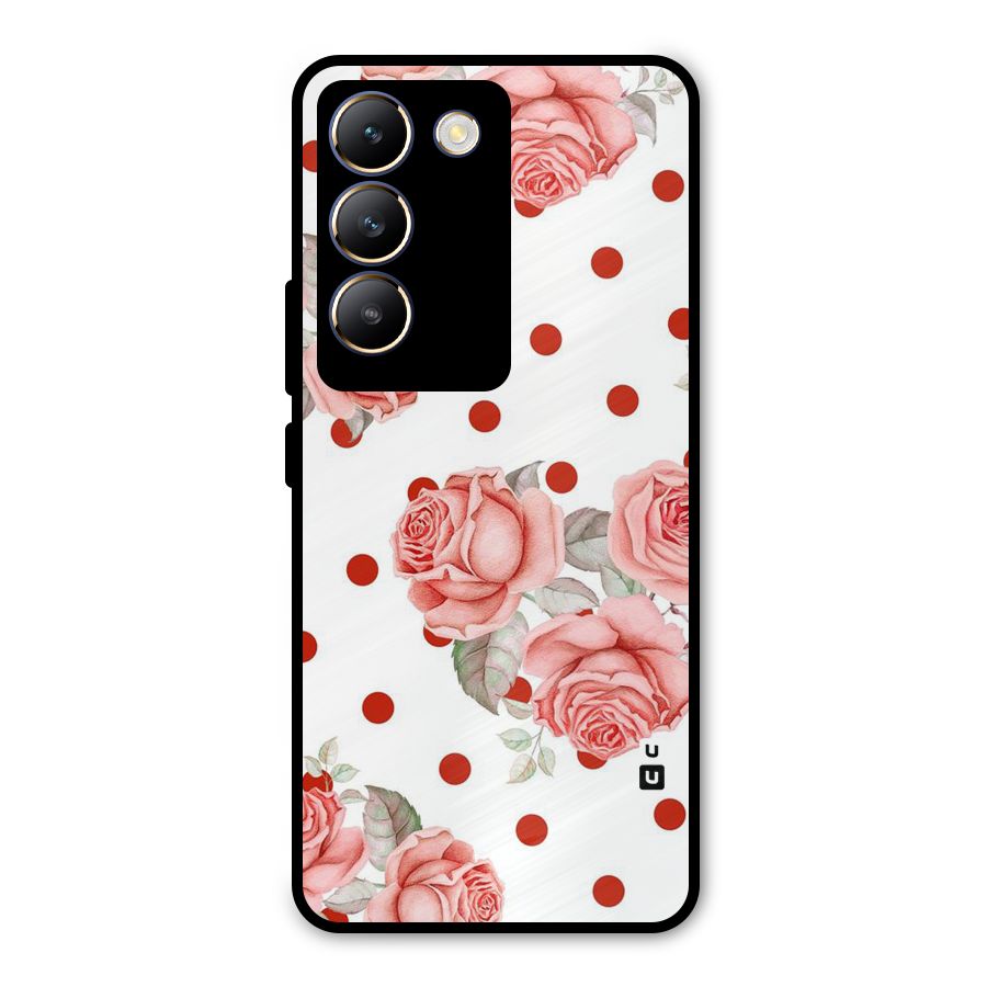 Red Peach Shade Flowers Metal Back Case for Vivo T3 5G