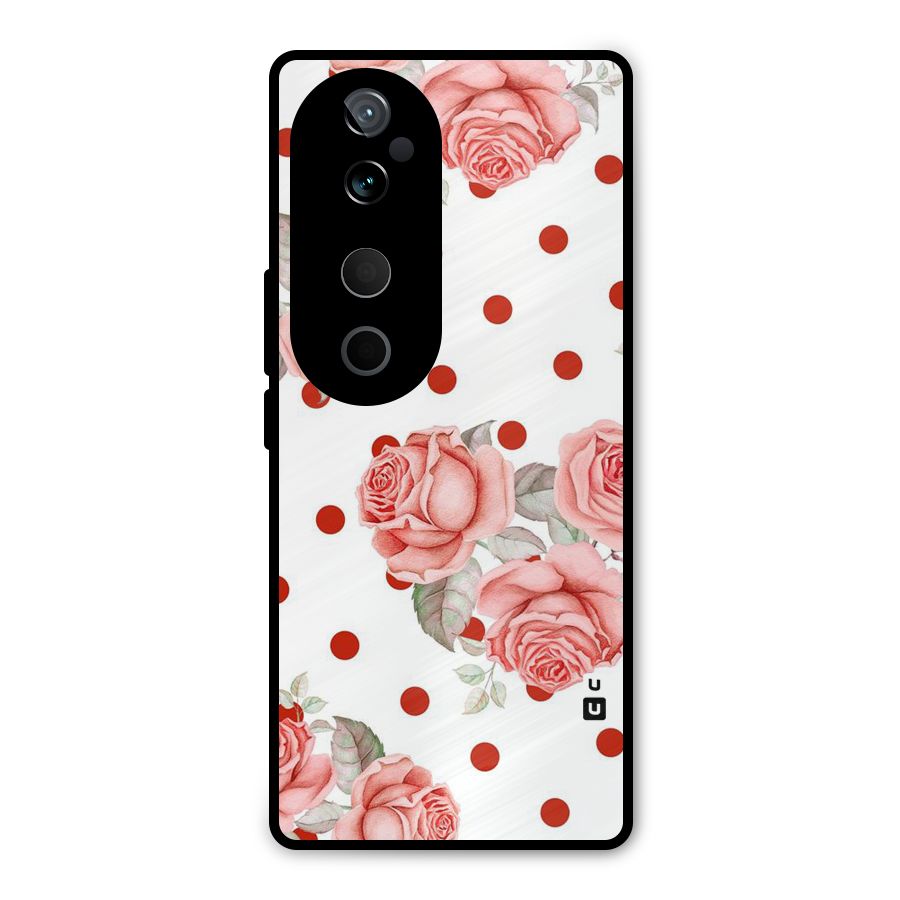 Red Peach Shade Flowers Metal Back Case for Vivo T3 Ultra