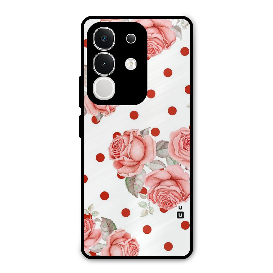 Red Peach Shade Flowers Metal Back Case for Vivo T4x