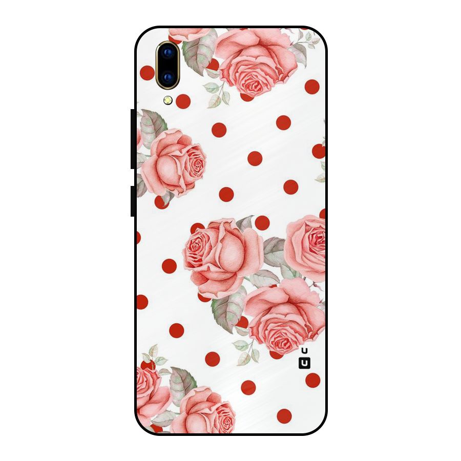 Red Peach Shade Flowers Metal Back Case for Vivo V11 Pro