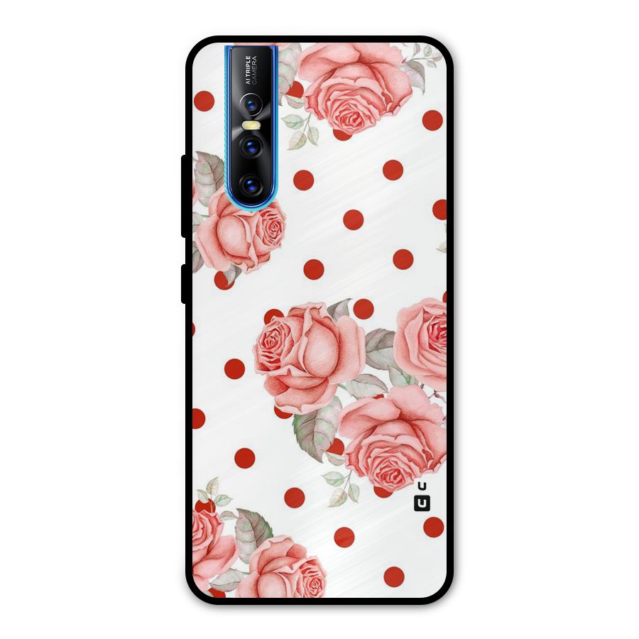 Red Peach Shade Flowers Metal Back Case for Vivo V15 Pro