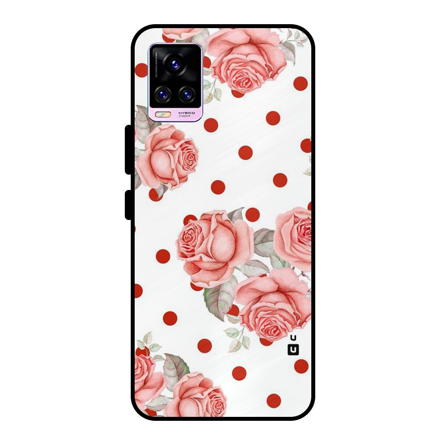 Red Peach Shade Flowers Metal Back Case for Vivo V20 Pro