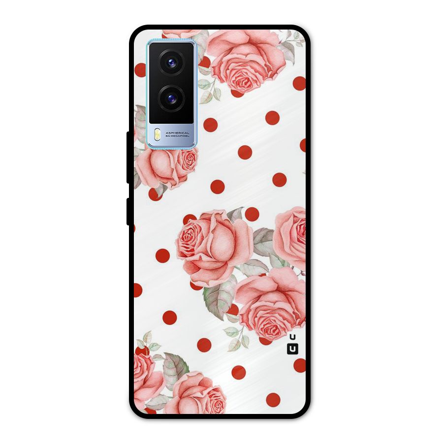 Red Peach Shade Flowers Metal Back Case for Vivo V21e 5G