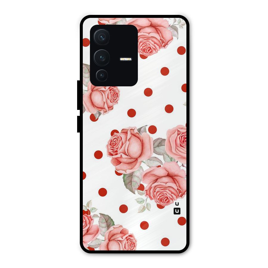 Red Peach Shade Flowers Metal Back Case for Vivo V23 Pro