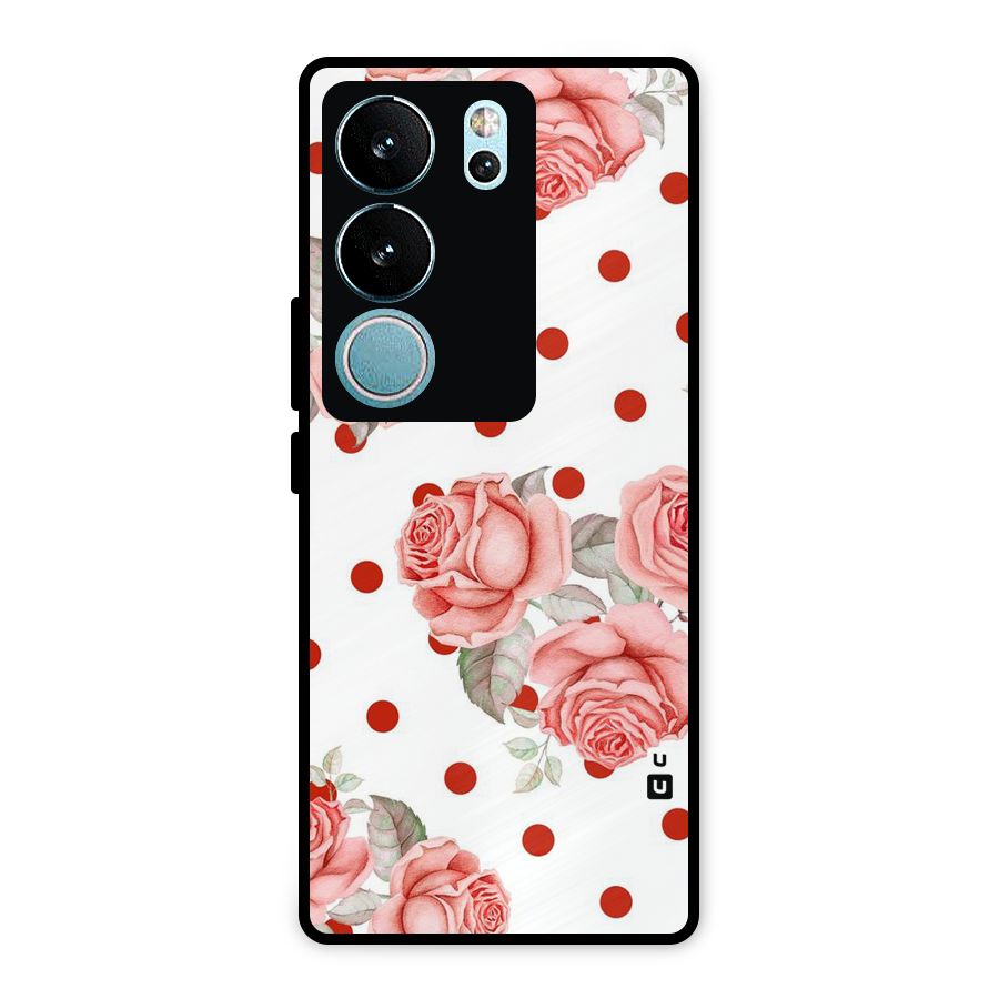 Red Peach Shade Flowers Metal Back Case for Vivo V29