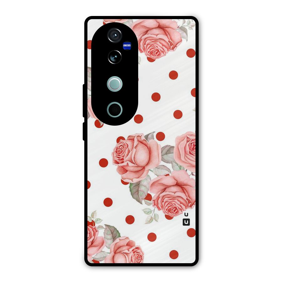 Red Peach Shade Flowers Metal Back Case for Vivo V40 Pro