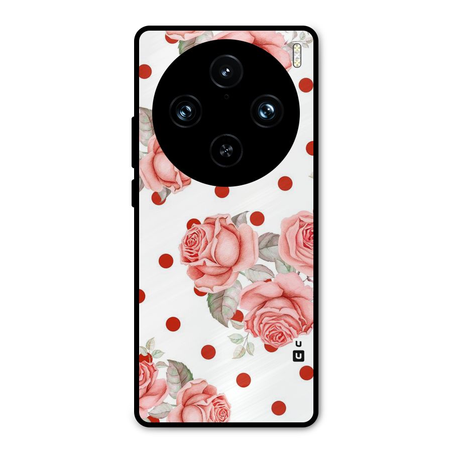 Red Peach Shade Flowers Metal Back Case for Vivo X100 Pro