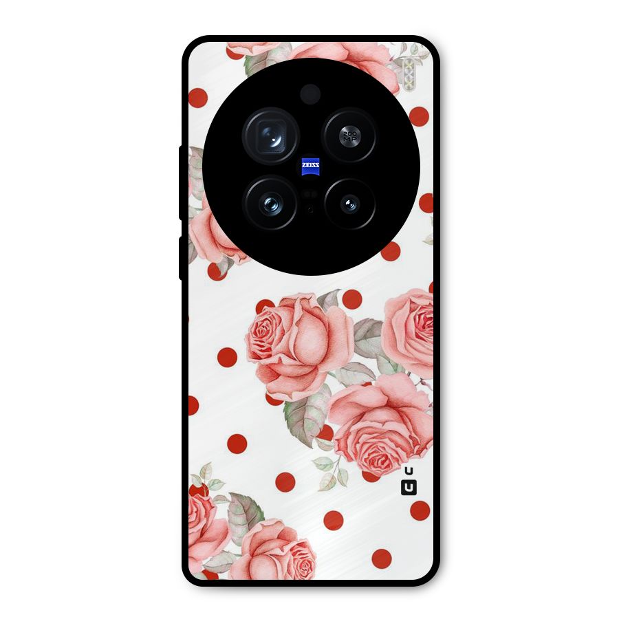 Red Peach Shade Flowers Metal Back Case for Vivo X200 Pro