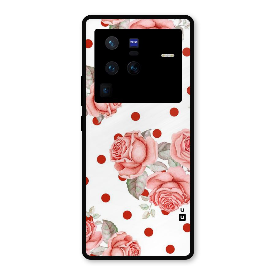 Red Peach Shade Flowers Metal Back Case for Vivo X80 Pro