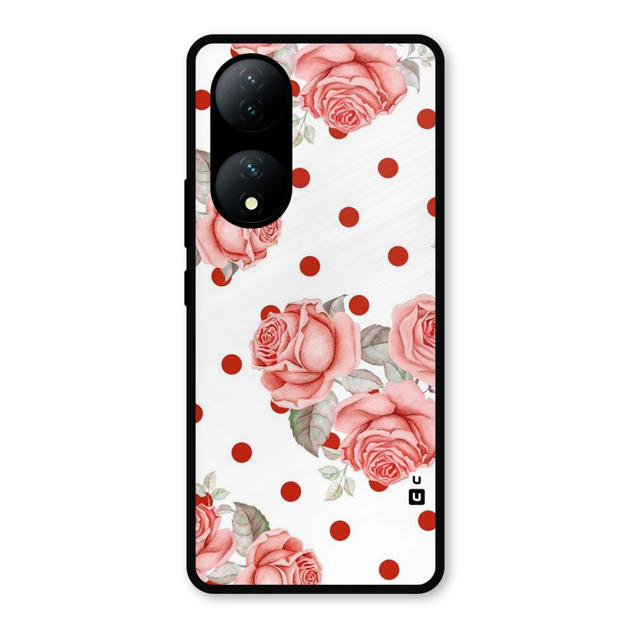 Red Peach Shade Flowers Metal Back Case for Vivo Y100a