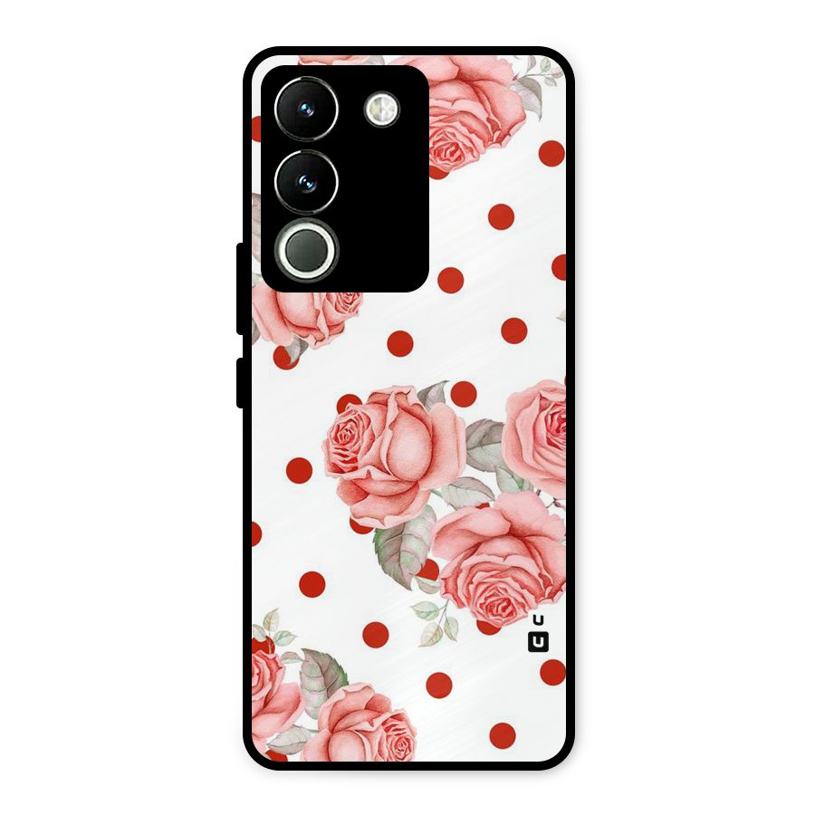 Red Peach Shade Flowers Metal Back Case for Vivo Y200