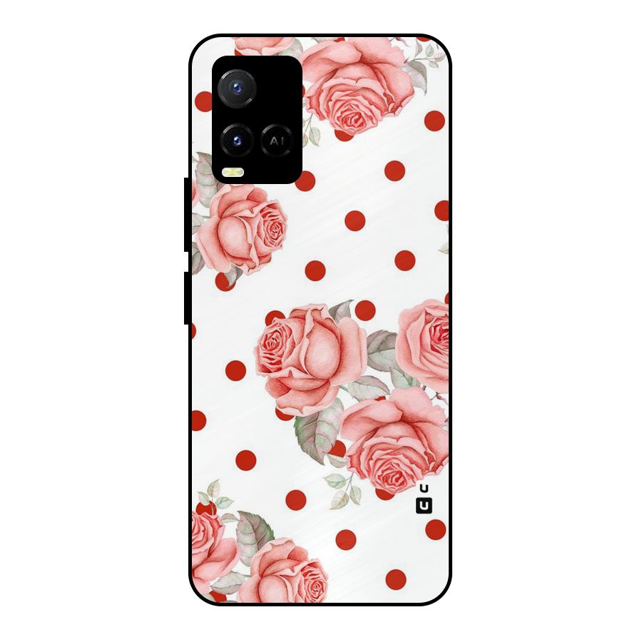 Red Peach Shade Flowers Metal Back Case for Vivo Y21