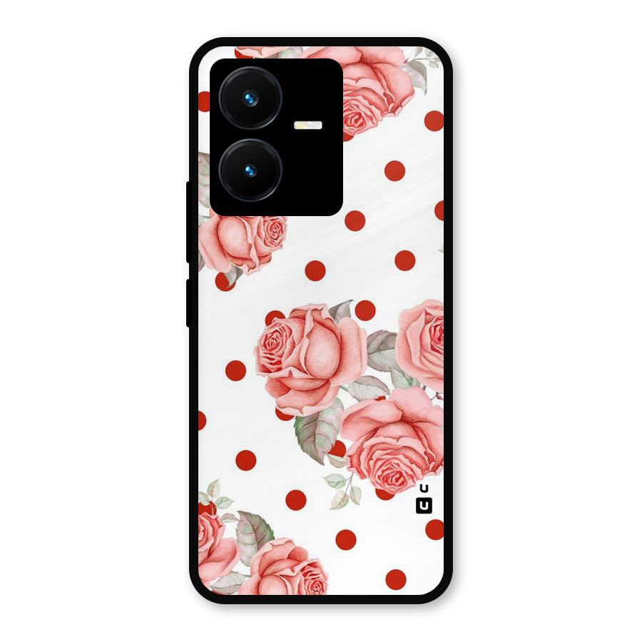 Red Peach Shade Flowers Metal Back Case for Vivo Y22
