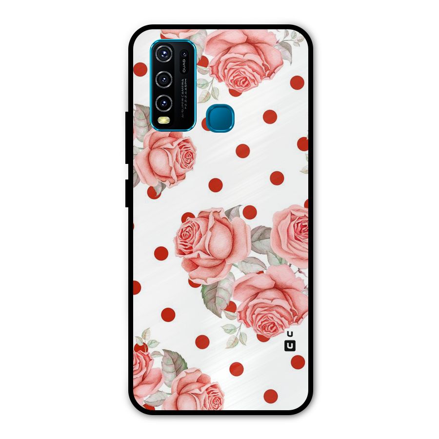 Red Peach Shade Flowers Metal Back Case for Vivo Y30
