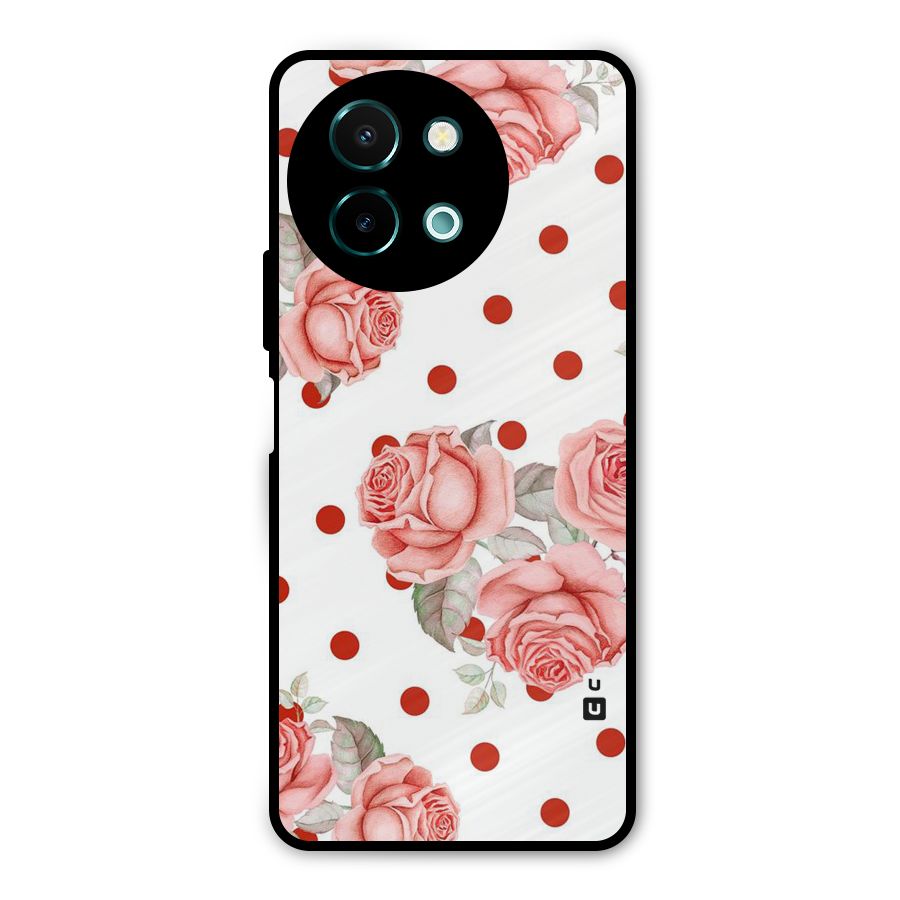 Red Peach Shade Flowers Metal Back Case for Vivo Y58