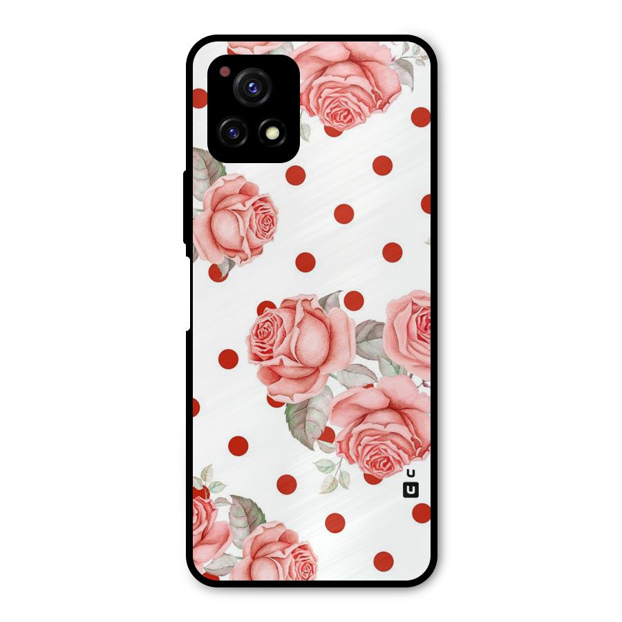 Red Peach Shade Flowers Metal Back Case for Vivo Y72 5G