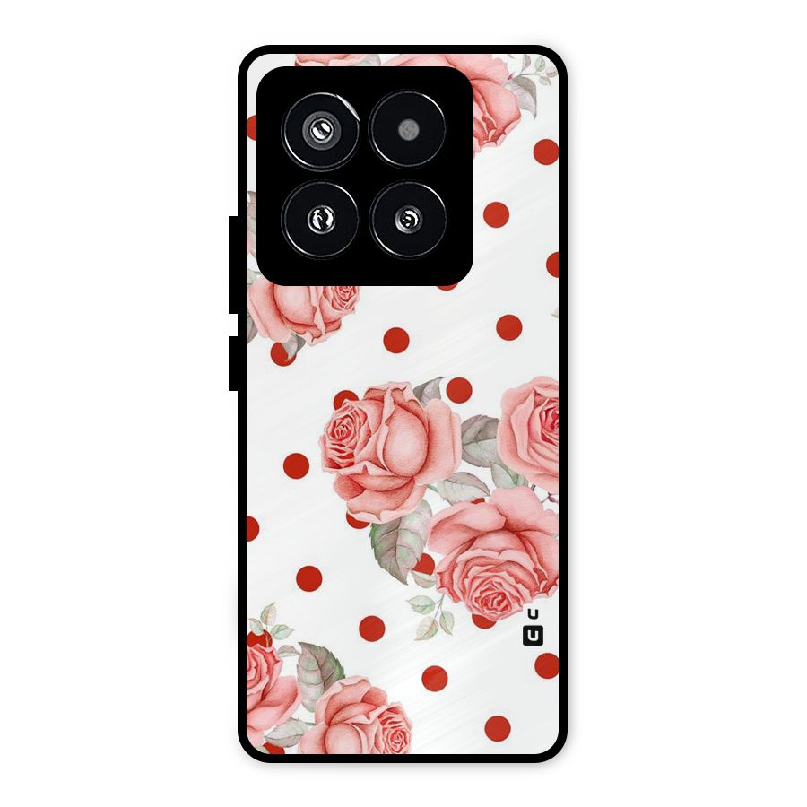 Red Peach Shade Flowers Metal Back Case for Xiaomi 14 Pro