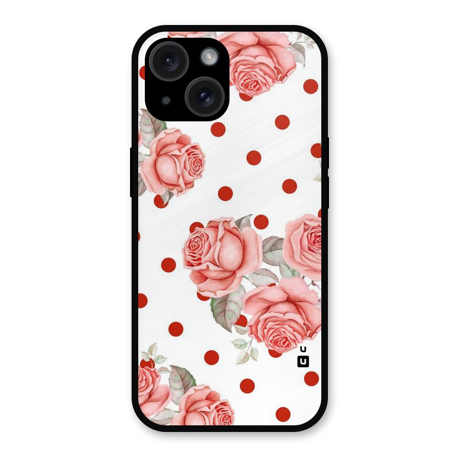Red Peach Shade Flowers Metal Back Case for iPhone 15