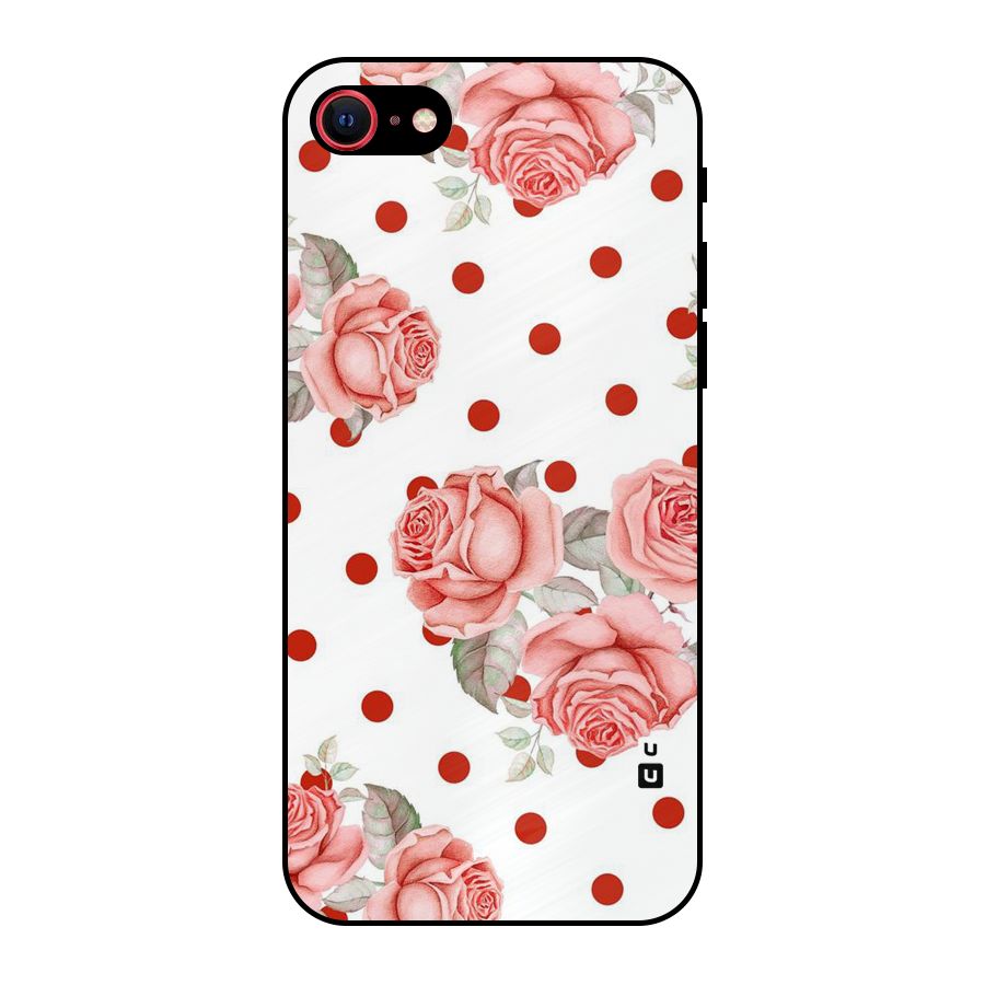 Red Peach Shade Flowers Metal Back Case for iPhone 8