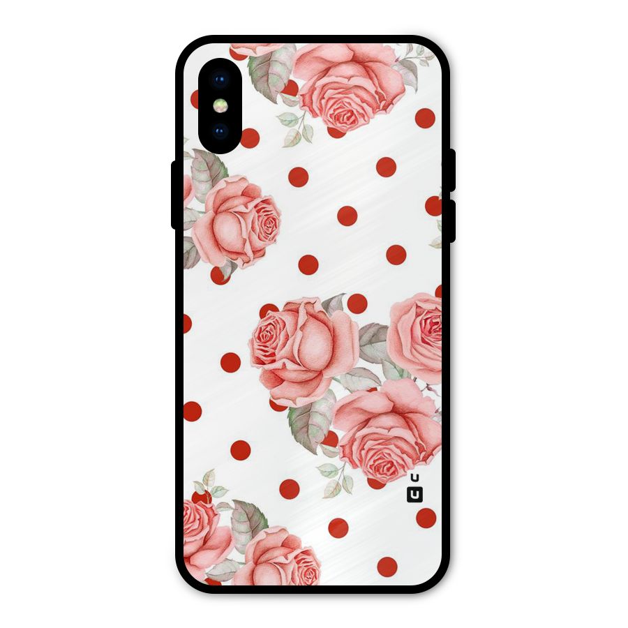 Red Peach Shade Flowers Metal Back Case for iPhone X