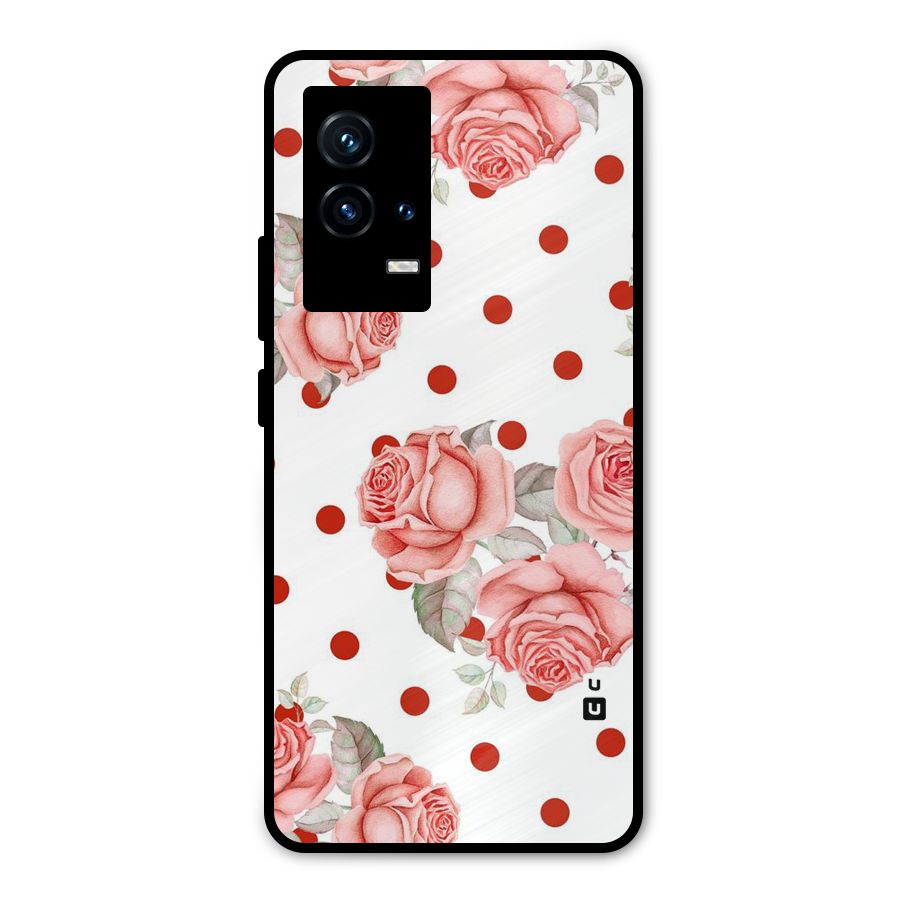 Red Peach Shade Flowers Metal Back Case for iQOO 9 5G